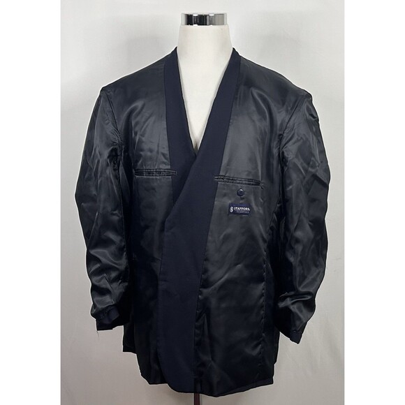 Stafford 50L Blazer Wool Blend Navy Blue Gold Two Button Lined Vented - Picture 7 of 8